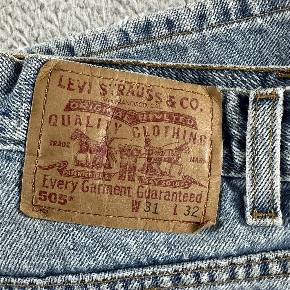 Vintage Levi's 505 Mens 31x32 (28x30) Regular Fit Straight Leg Blue‎ Stained